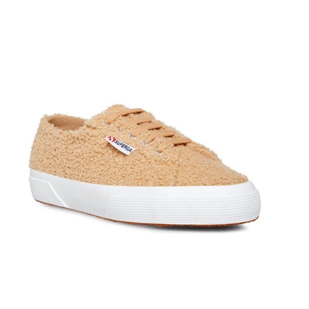 Superga Beige Shearling Lace Up Sneaker Women’s EU Size 39.5 NEW